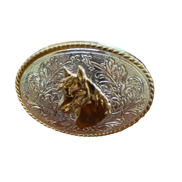 Ivan Silver Gold Engraved Horse Head Buckle Studded Tooled Rodeo Cowboy Belt 38 - Picture 12 of 12